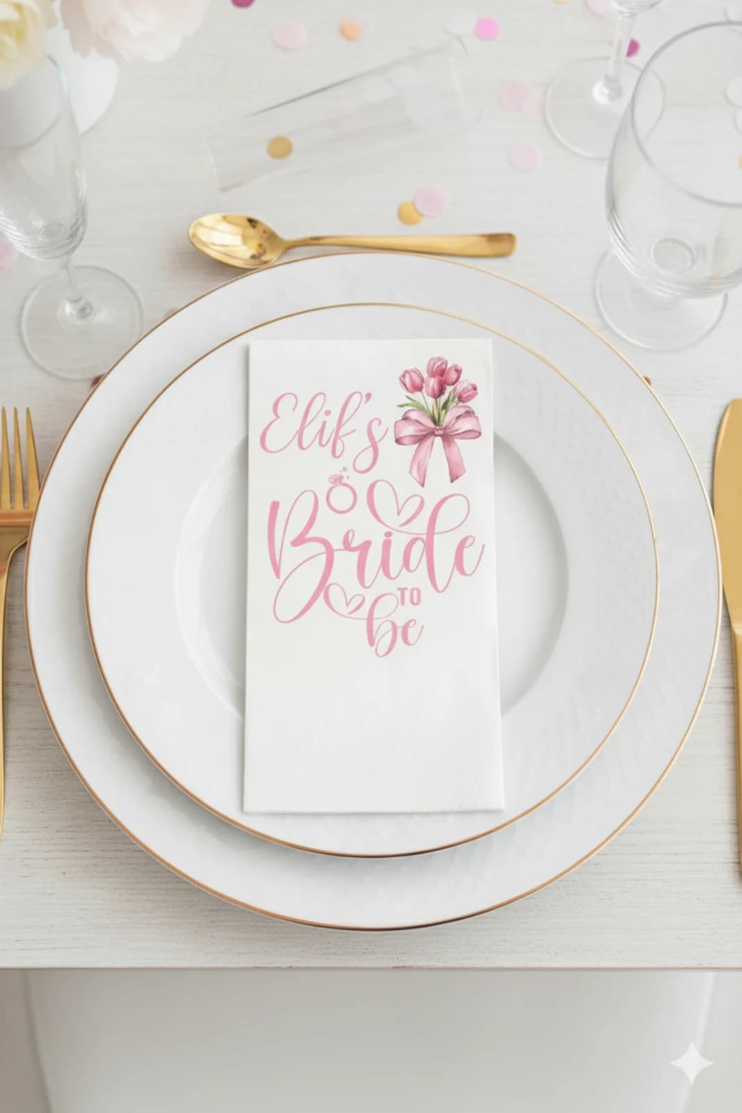 Bride To Be Pembe İsme Özel Baskılı Peçete – 15’li