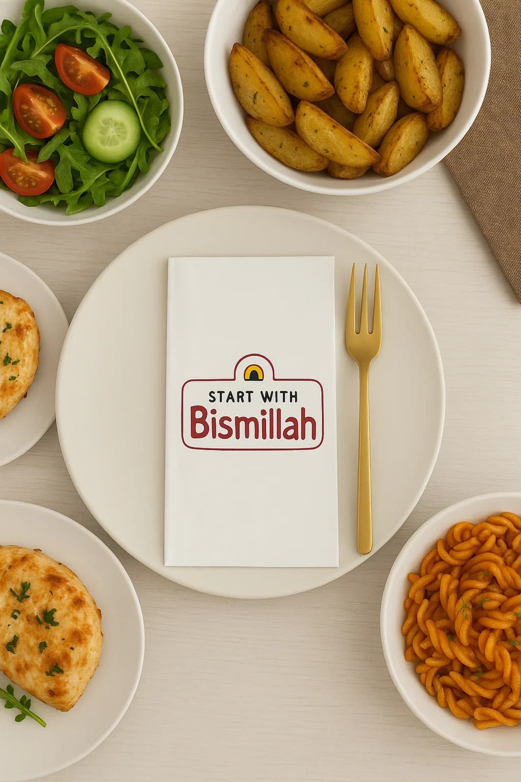 Start With Bismillah Desenli Baskılı Misafir Sunum Peçete 15'li - 33x33cm