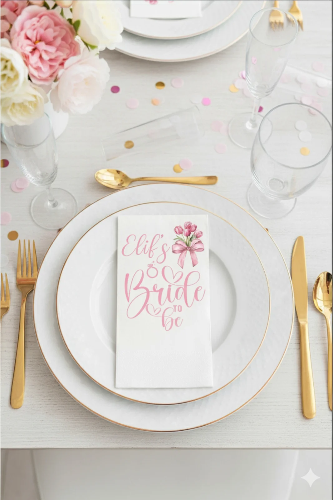 Bride To Be Pembe İsme Özel Baskılı 15’li Peçete — 33 x 33 cm
