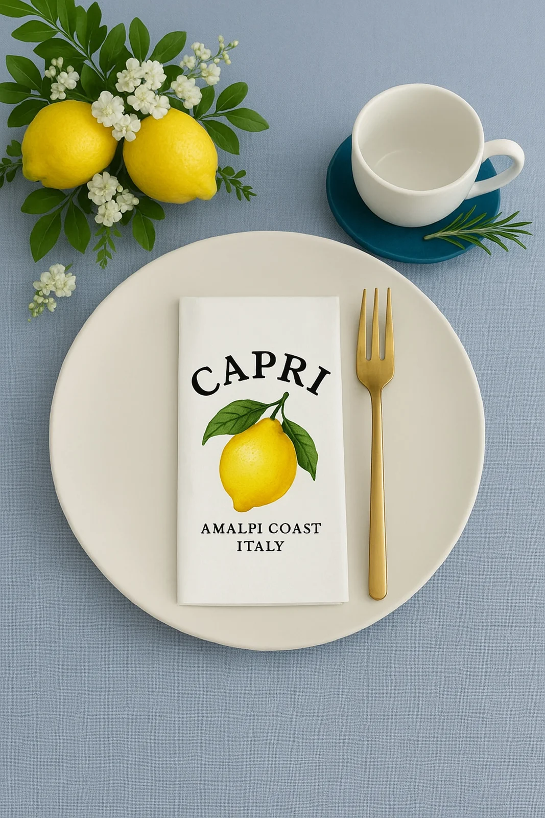 Capri Limon Desenli Baskılı Misafir Sunum Peçete