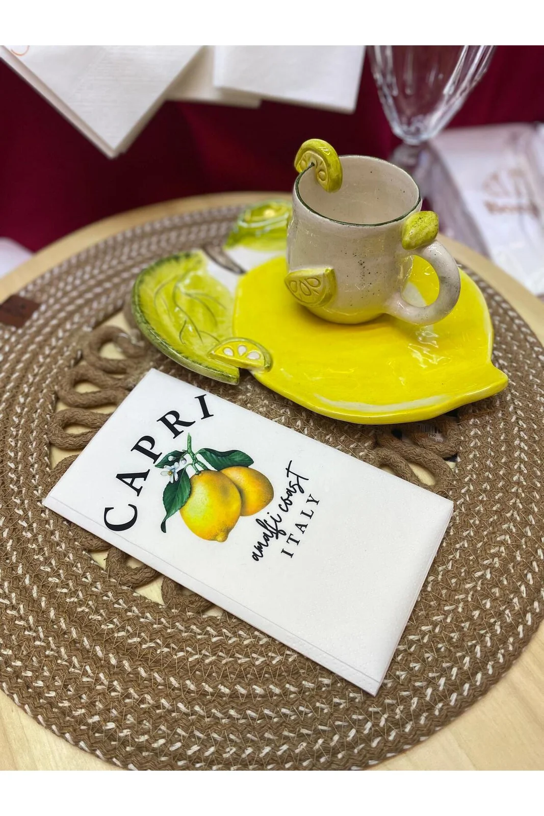 Capri Limon Desenli Baskılı Misafir Sunum Peçete